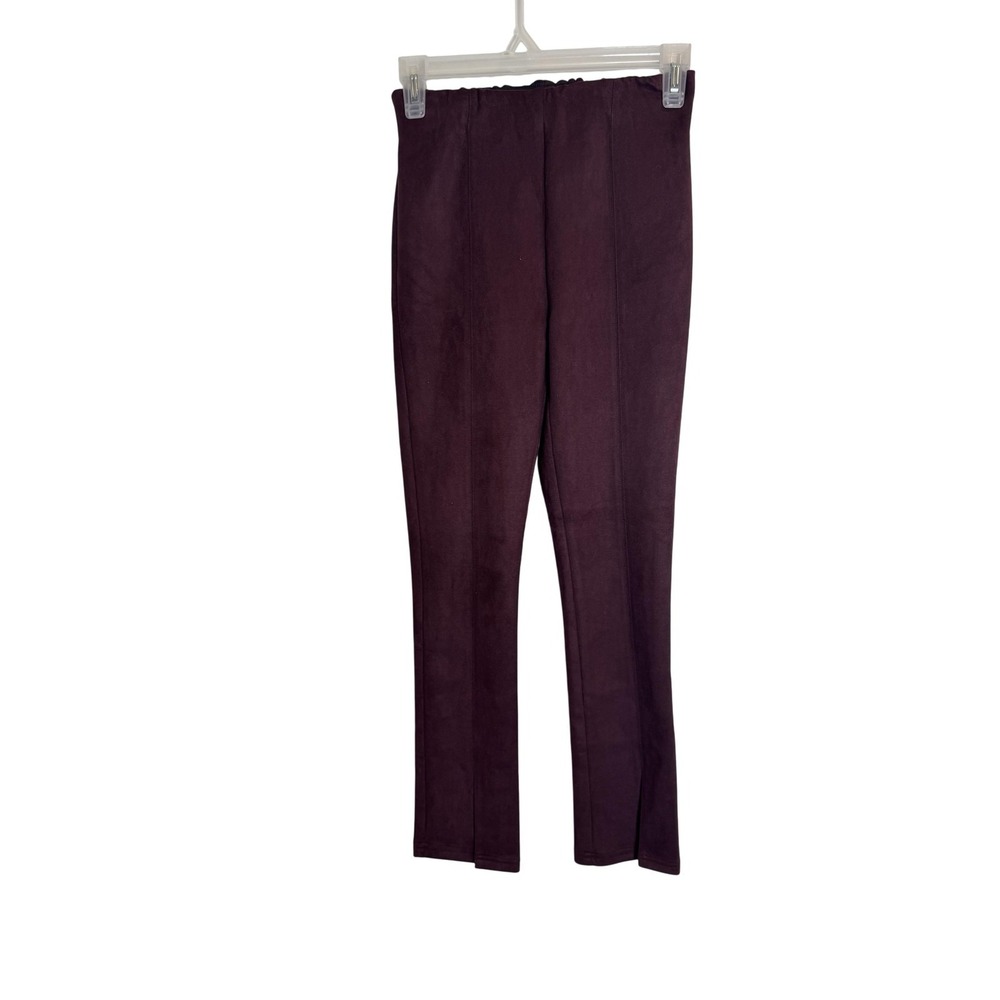 Avec Les Filles Pants Womens XS Petite Suede Pull On Split Hem Stretch Trousers